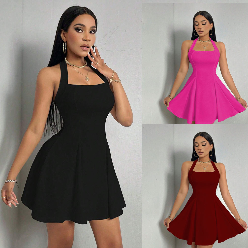 Y2K Backless Halter Mini Dress - Y2K 신상 여성 섹시 홀터 백리스