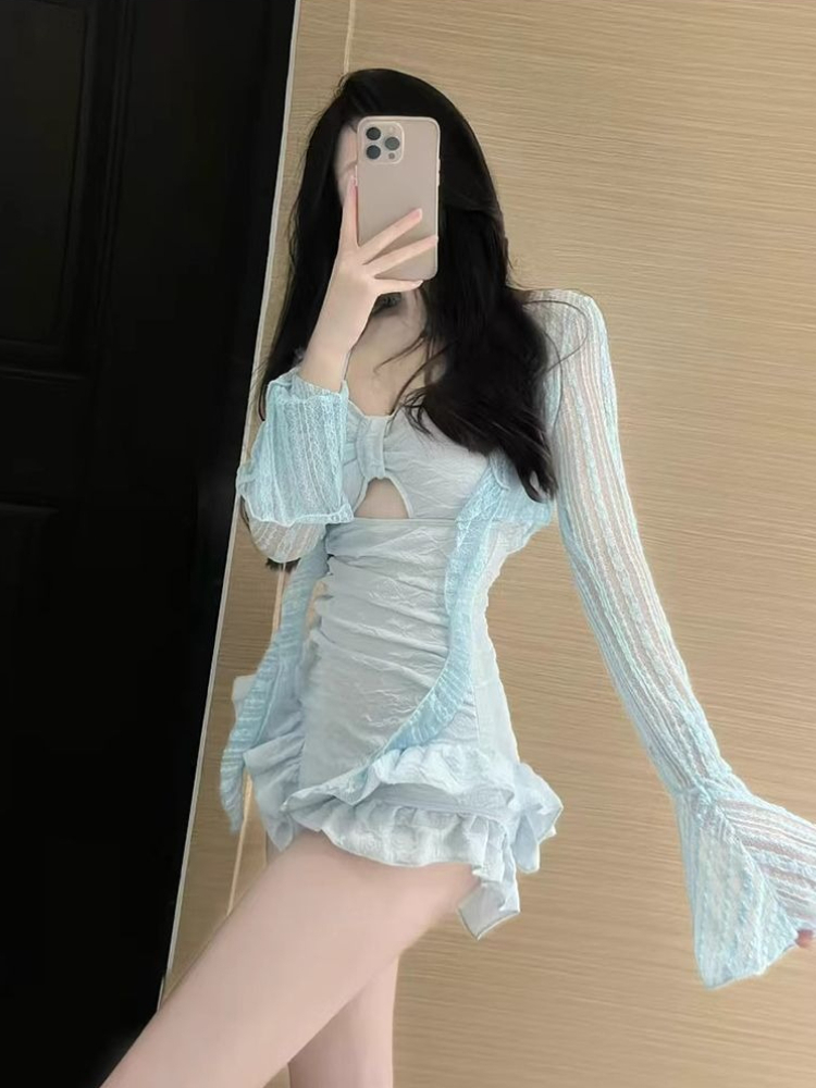 겸손한 풀 커버리지 수영복 여성용 레이스업 백 수영복  - Swimwear 리뷰 및 가격