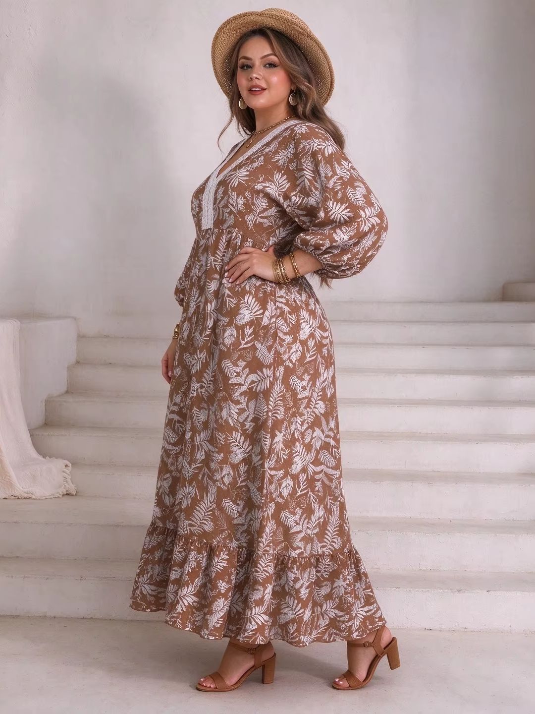 플러스 사이즈 여성용 잎무늬 플로럴 맥시 드레스, 레이 - Boho Summer Beach Maxi Dress 리뷰 및 가격