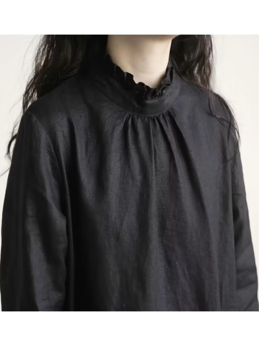 블랙 레이스 칼라 긴팔 리넨 드레스 여성 가을 신상 슬 - Casual Loose Linen Shirt Dress 리뷰 및 가격