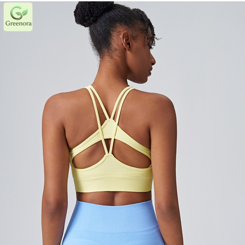 그린오라 여성용 심리스 리브드 스포츠 브라, 연노랑 패 - Seamless Ribbed Workout Tank Top 리뷰 및 가격